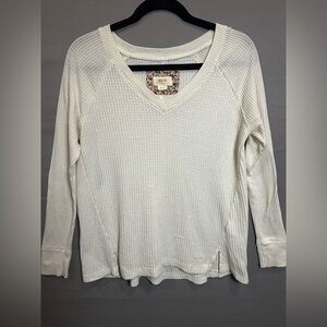 Anthropologie Maeve Cream Textured Long‎ Sleeve Top